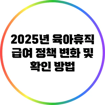 2025년 육아휴직 급여 정책 변화 및 확인 방법