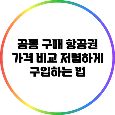 공동 구매 항공권 가격 비교 저렴하게 구입하는 법