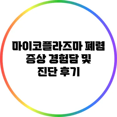 마이코플라즈마 폐렴 증상 경험담 및 진단 후기