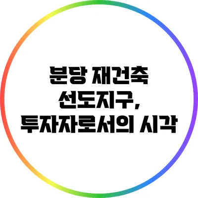 분당 재건축 선도지구, 투자자로서의 시각