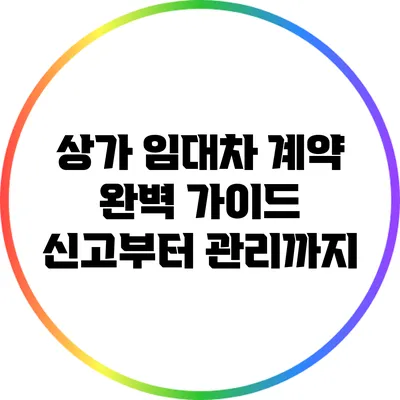 상가 임대차 계약 완벽 가이드: 신고부터 관리까지