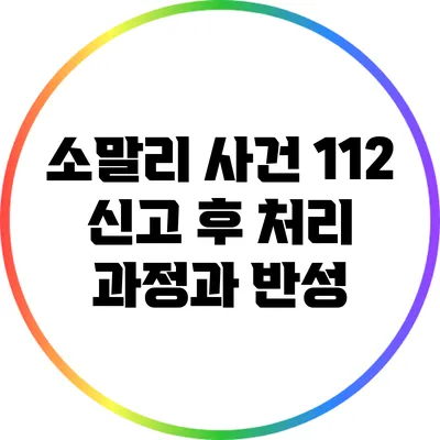 소말리 사건: 112 신고 후 처리 과정과 반성