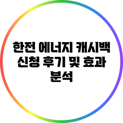 한전 에너지 캐시백 신청 후기 및 효과 분석