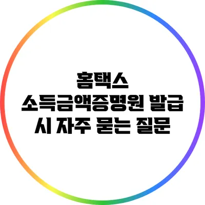 홈택스 소득금액증명원 발급 시 자주 묻는 질문