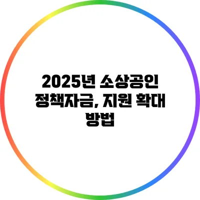 2025년 소상공인 정책자금, 지원 확대 방법