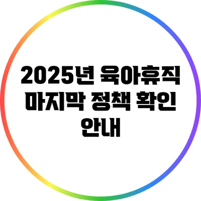 2025년 육아휴직 마지막 정책 확인 안내