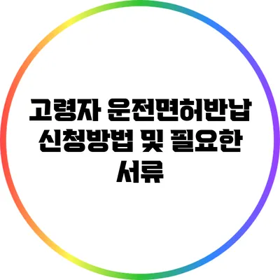 고령자 운전면허반납 신청방법 및 필요한 서류