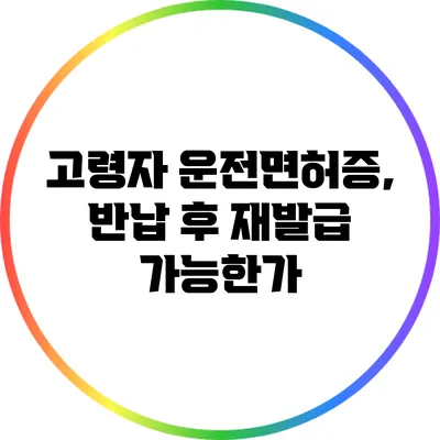 고령자 운전면허증, 반납 후 재발급 가능한가?