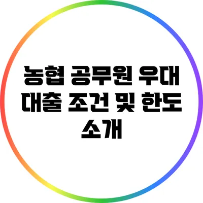 농협 공무원 우대 대출 조건 및 한도 소개