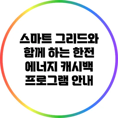 스마트 그리드와 함께 하는 한전 에너지 캐시백 프로그램 안내