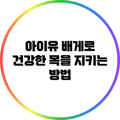 아이유 배게로 건강한 목을 지키는 방법