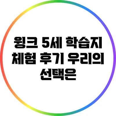 윙크 5세 학습지 체험 후기: 우리의 선택은?