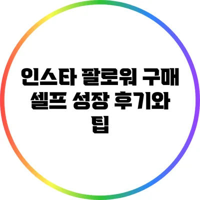 인스타 팔로워 구매 셀프 성장 후기와 팁