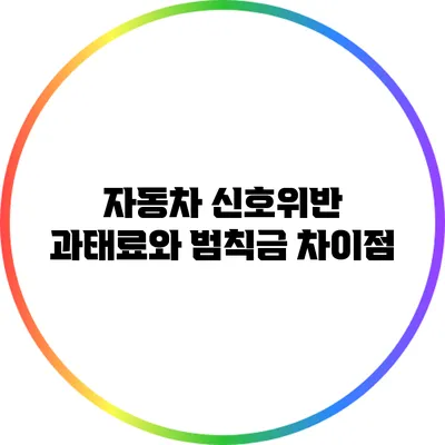 자동차 신호위반 과태료와 범칙금 차이점