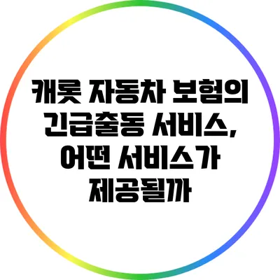 캐롯 자동차 보험의 긴급출동 서비스, 어떤 서비스가 제공될까?