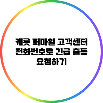 캐롯 퍼마일 고객센터 전화번호로 긴급 출동 요청하기