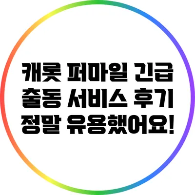 캐롯 퍼마일 긴급 출동 서비스 후기: 정말 유용했어요!