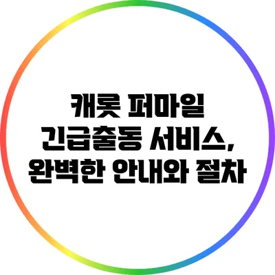 캐롯 퍼마일 긴급출동 서비스, 완벽한 안내와 절차