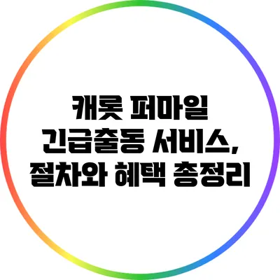 캐롯 퍼마일 긴급출동 서비스, 절차와 혜택 총정리