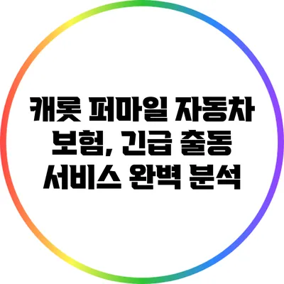 캐롯 퍼마일 자동차 보험, 긴급 출동 서비스 완벽 분석