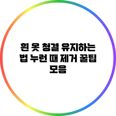 흰 옷 청결 유지하는 법: 누런 때 제거 꿀팁 모음