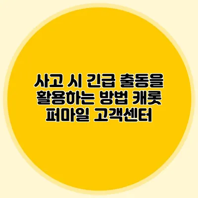 사고 시 긴급 출동을 활용하는 방법: 캐롯 퍼마일 고객센터