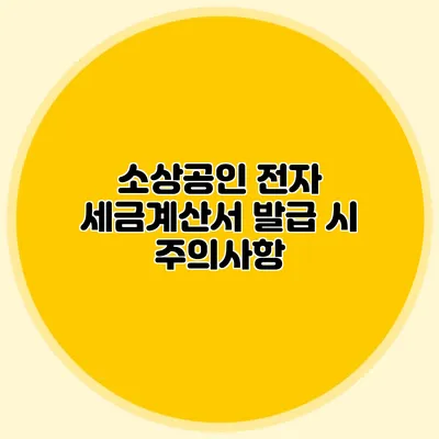 소상공인 전자 세금계산서 발급 시 주의사항