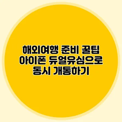 해외여행 준비 꿀팁: 아이폰 듀얼유심으로 동시 개통하기