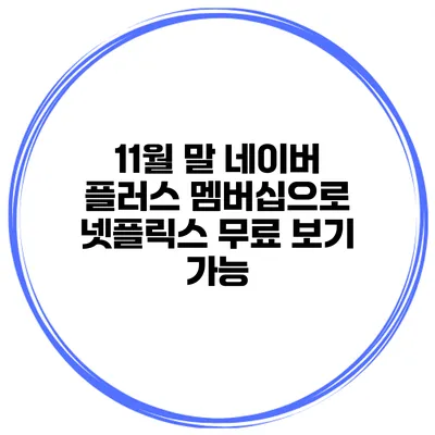 11월 말 네이버 플러스 멤버십으로 넷플릭스 무료 보기 가능