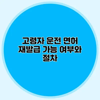 고령자 운전 면허 재발급 가능 여부와 절차