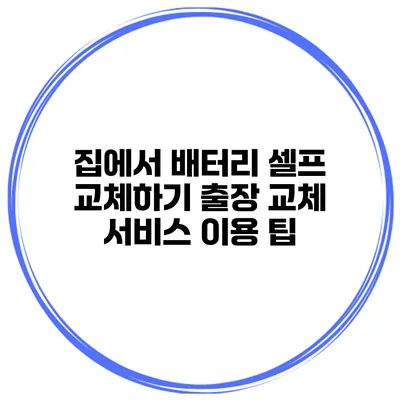 집에서 배터리 셀프 교체하기 출장 교체 서비스 이용 팁