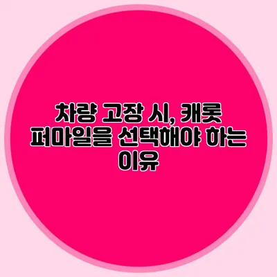 차량 고장 시, 캐롯 퍼마일을 선택해야 하는 이유
